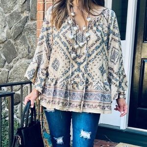 Ces Femme Front Tie Ruffle Detailed Blouse NWOT